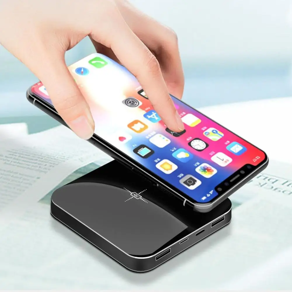 Мини беспроводной внешний аккумулятор 10000 мАч быстрая зарядка полноэкранный