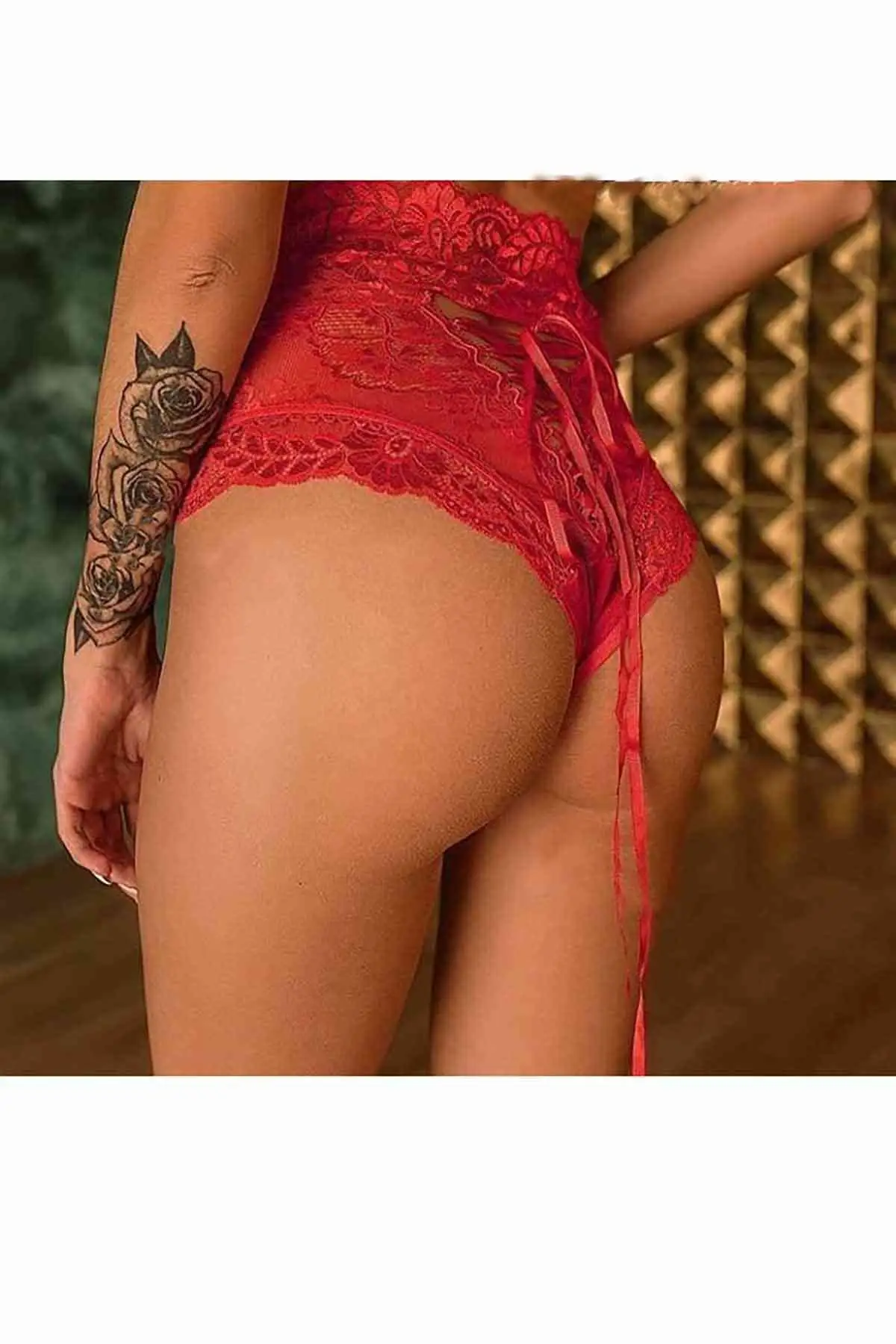 High Waist Elegant Lace Panties Black red women's underwear panties thong fatezi undies thong fancy panties