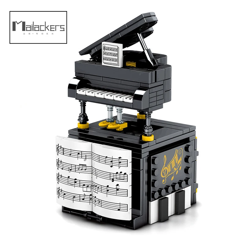

Mailackers Creative MOC Piano Phonograph Bluetooth Speaker Building Blocks Idea Series Brick Retro Gramophone 3D Model DIY Toys