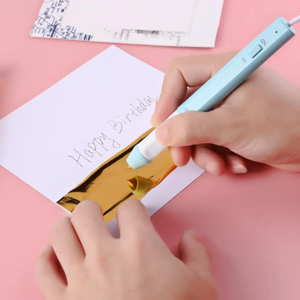 

Various Tip Heat Foil Lettering Pen Heat-resistant Grip USB Powered For Handwritten Sentiments Paper Card With Hot Stamping Foil