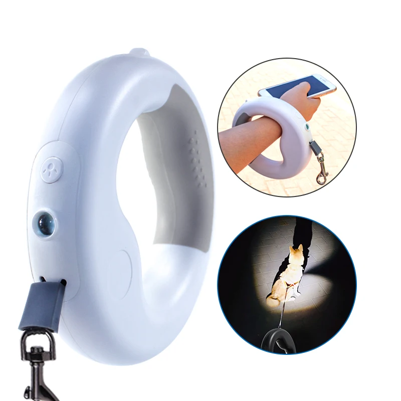 Поводок - рулетка для домашних животных собак со светодиодным фонарем RAMMAX Hands Free 3