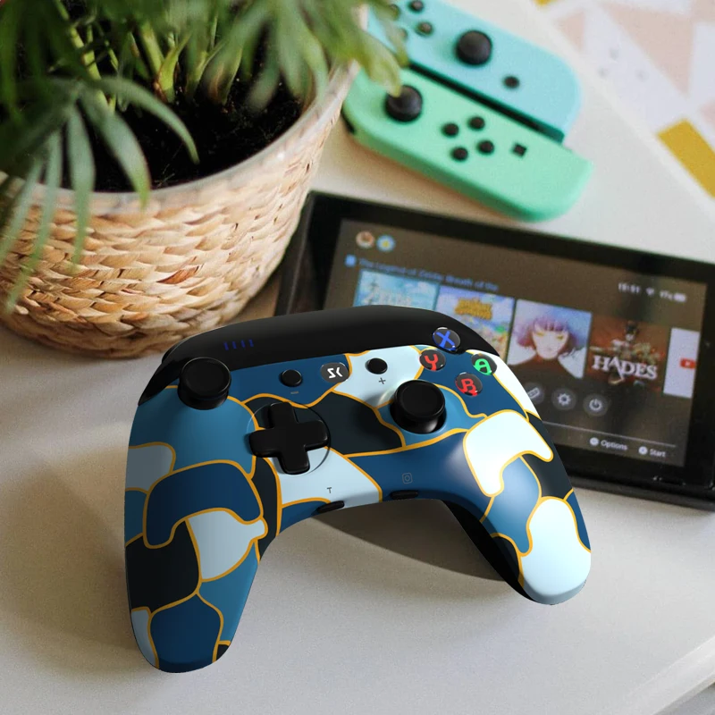 

ISHAKO Wireless Controller for Nintendo Switch Gamepad with Adjustable Turbo Double shock Gyro Axis Mando Joystick Remote Contro