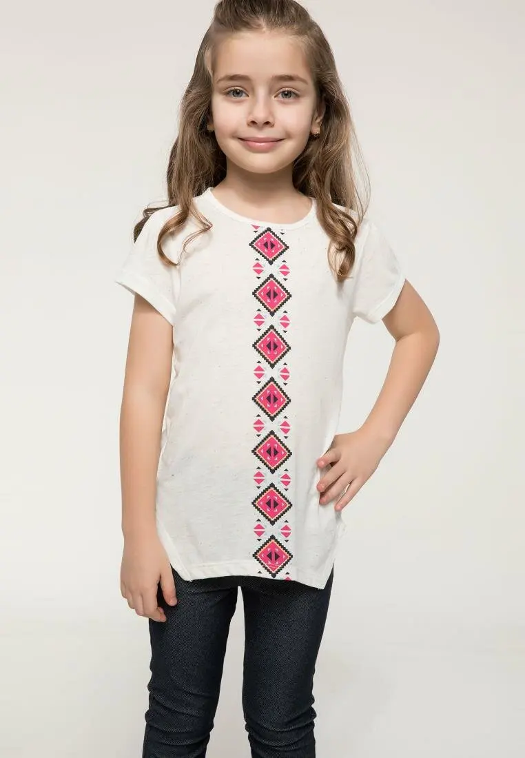 DeFacto/летние модные детские повседневные топы с круглым вырезом и короткими