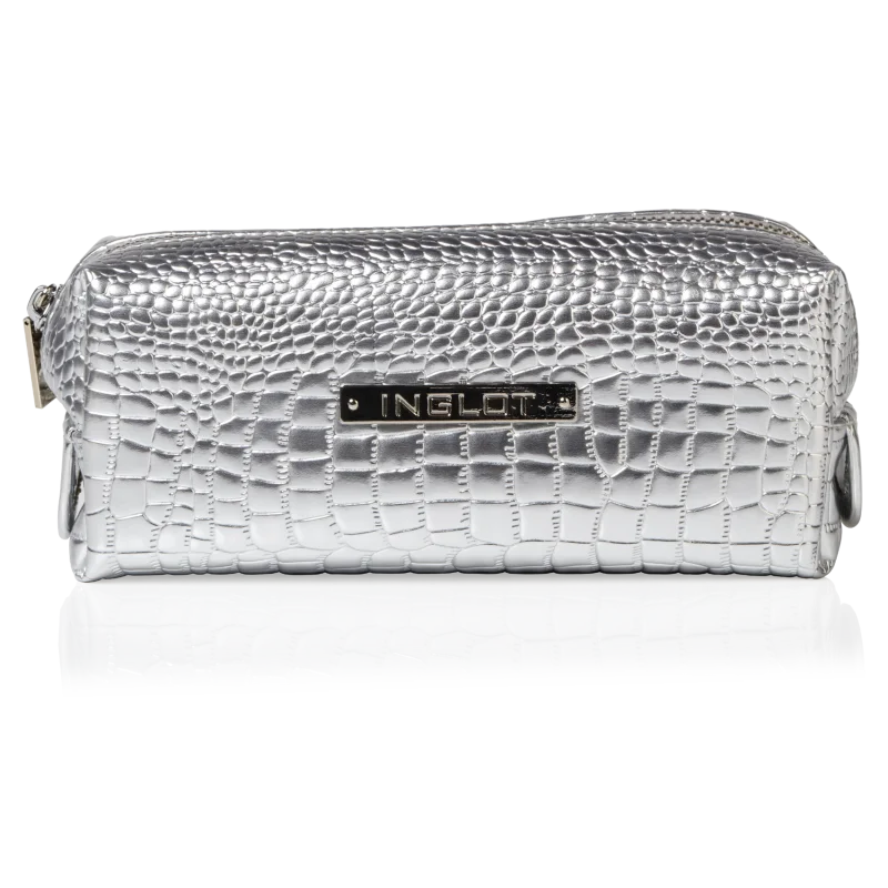 Inglot косметичка из крокодиловой кожи Серебристая маленькая Бесплатная доставка
