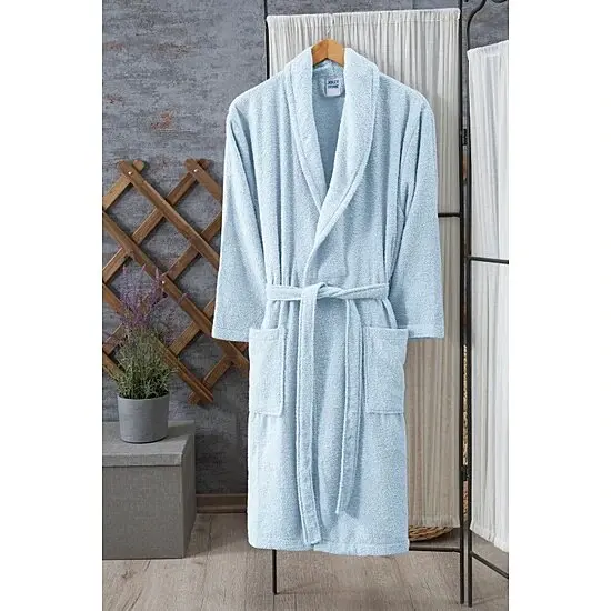 WONDERFULSOFTCollection AMAZİNGKINGS AND QUEENS worthy Home Salyaka Bathrobe Light Blue, white PurpleM-L