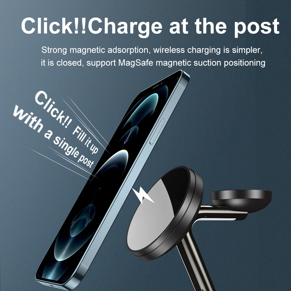 Sanchyi Magsafe es adecuado para iPhone 13, tel&eacute;fono m&oacute;vil, reloj, auriculares, soporte de carga inal&aacute;mbrica-1
