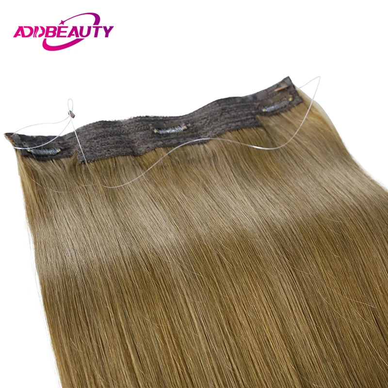 Straight Fish Line Human Hair Extension 100% Brazilian Human Hair 4 Clips in One Piece Natural Hair Extension With Clips 613#