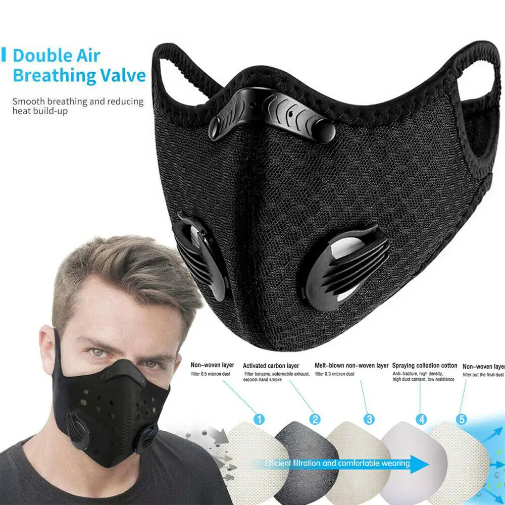 

Cycling Face Mask Filter PM2.5 Anit-fog Breathable Dustproof Bicycle Respirator Sport Protection Dust Mask Anti-droplet