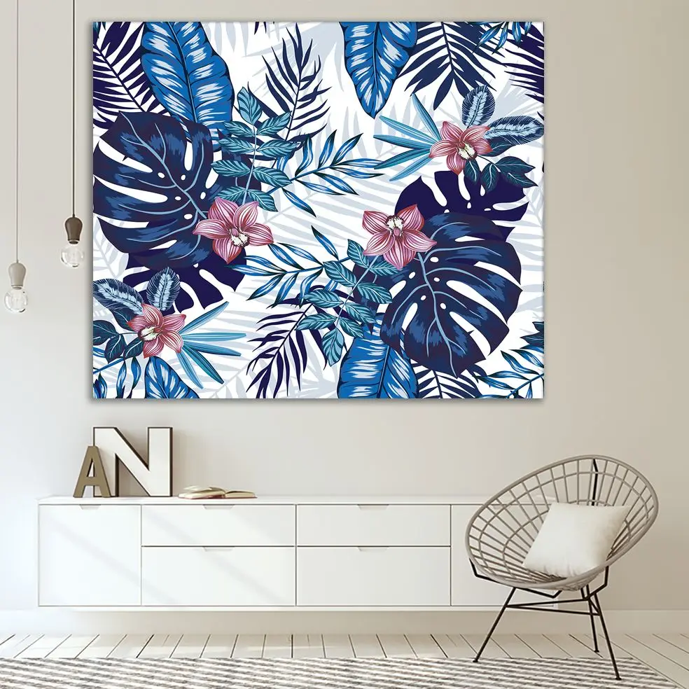 Гобелен тропические листья узор с цветами орхидеи Пальмовые Листья филодендрон