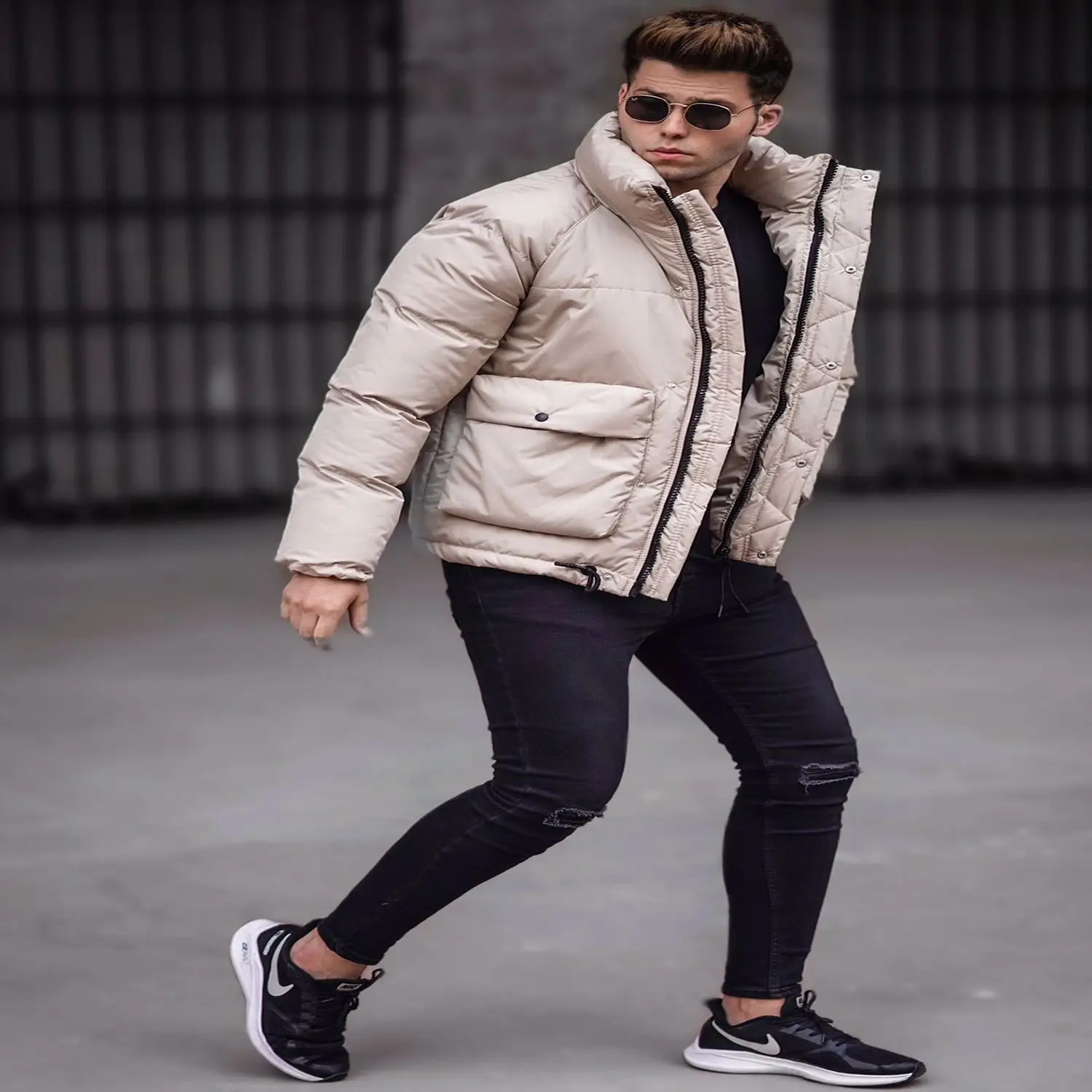 Male 2021 Inflatable Coat Pocket Detail new autumn winter jackets Parka men warm outerwear casual slim male overcoat