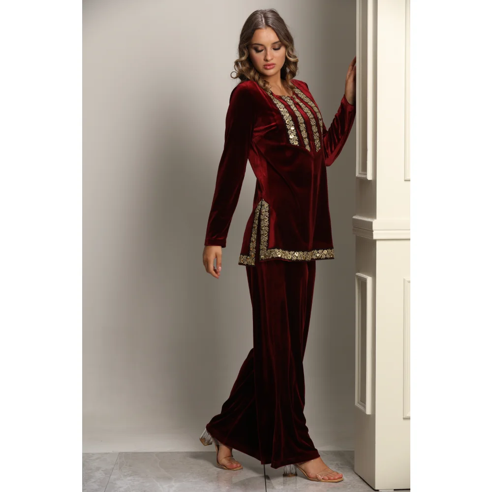 

Velour Suite for Women Muslim Sets Pansuite for Fall Season Two-Piece Suite