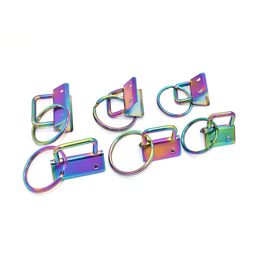 

Rainbow Key Fob Sets Key Fob Hardware with Key Rings Sets Metal Keychain Hardware for Webbing Lanyard Keychain Straps Handmade