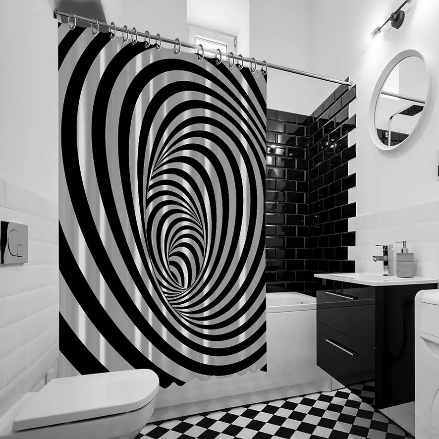 Занавеска для душа туннель полосатая спиральная форма забавная футуристическая