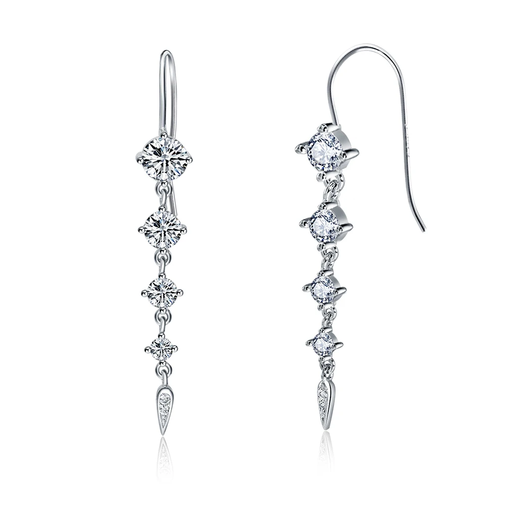 

Brinco de Prata 925 Aretes com Pontos de Luz Prata Genuína joias finas para mulheres com acabamento rodinado