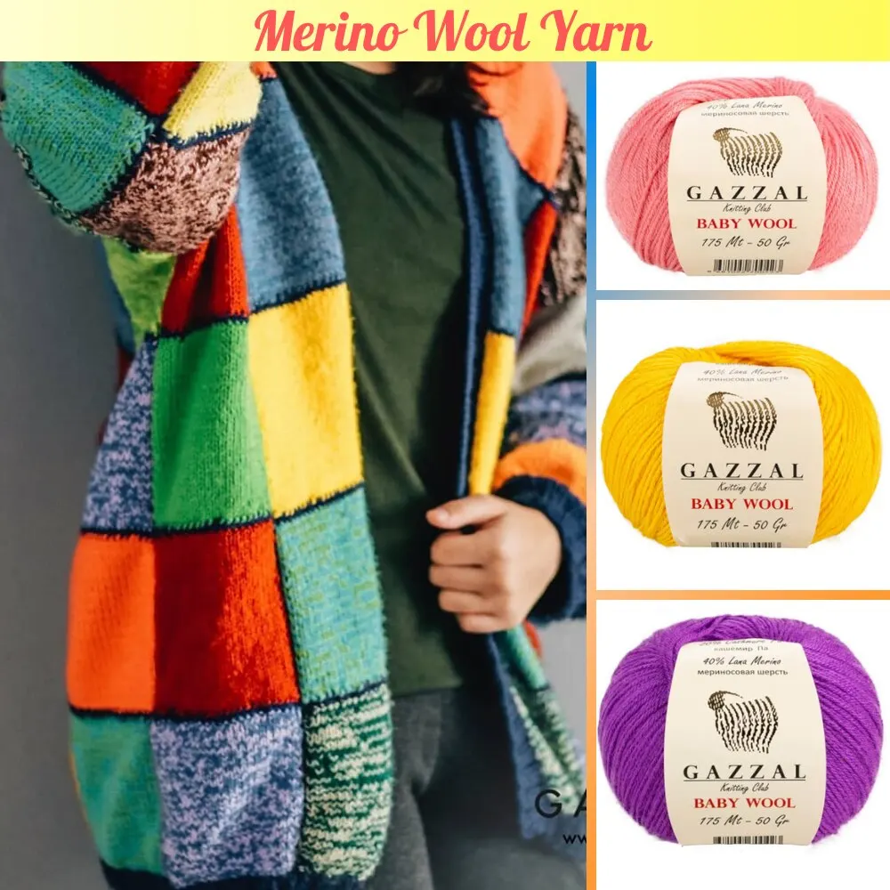 Пряжа Gazzal Baby Wool 8 Ball для ручного вязания 50 г 175 метров акрил меринос кашемир