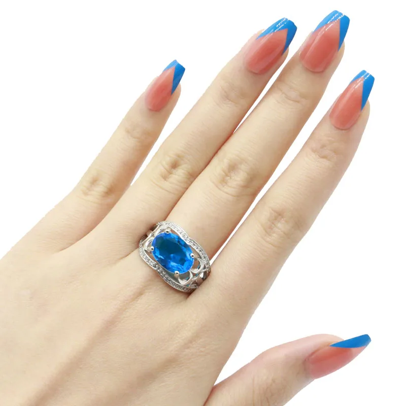 16x15mm Потрясающие создан Париж Голубой Топаз кубического циркония для женщин