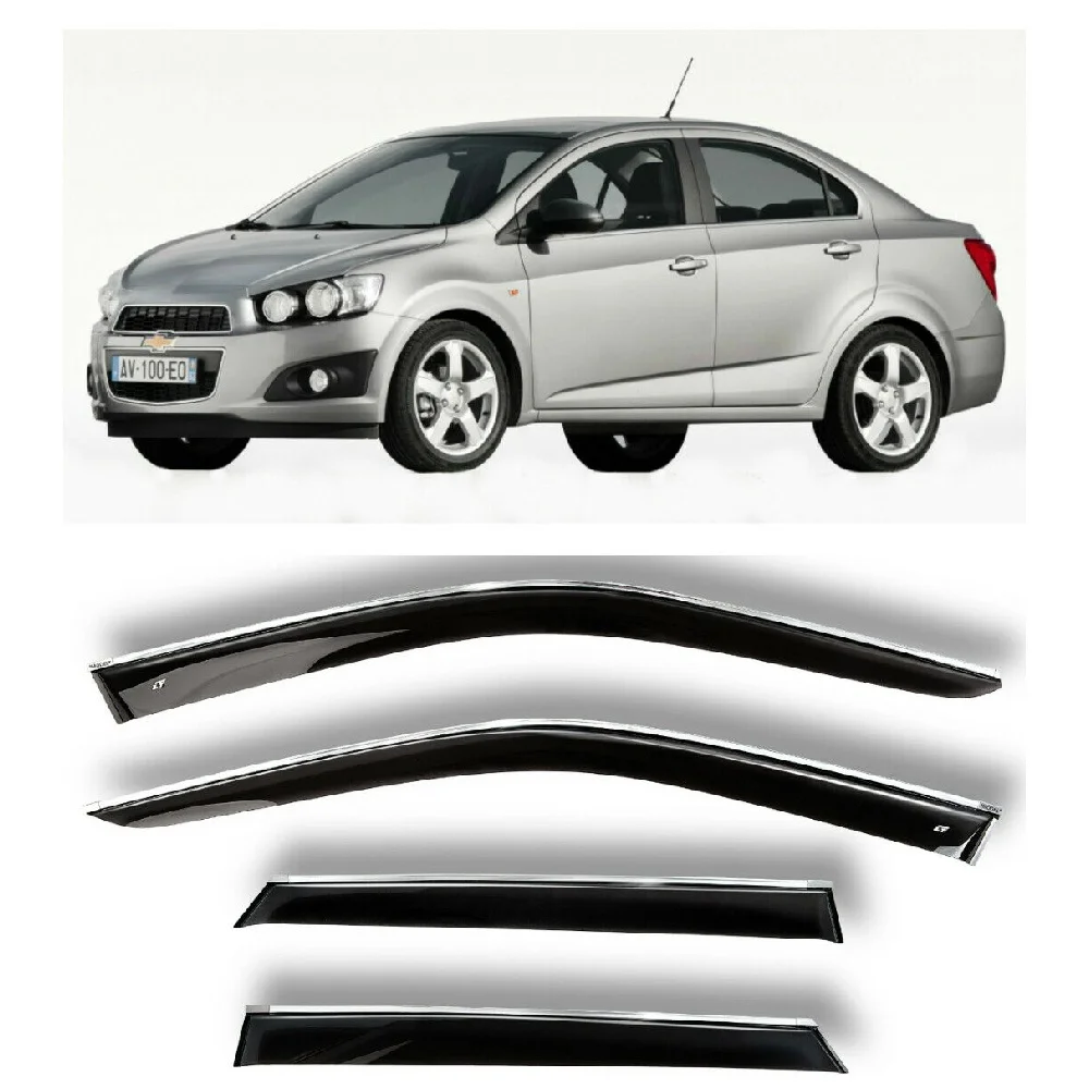 Дефлекторы окон хром полоска молдинг Cobra Tuning C31711CR на авто Chevrolet Aveo II 2012-2015