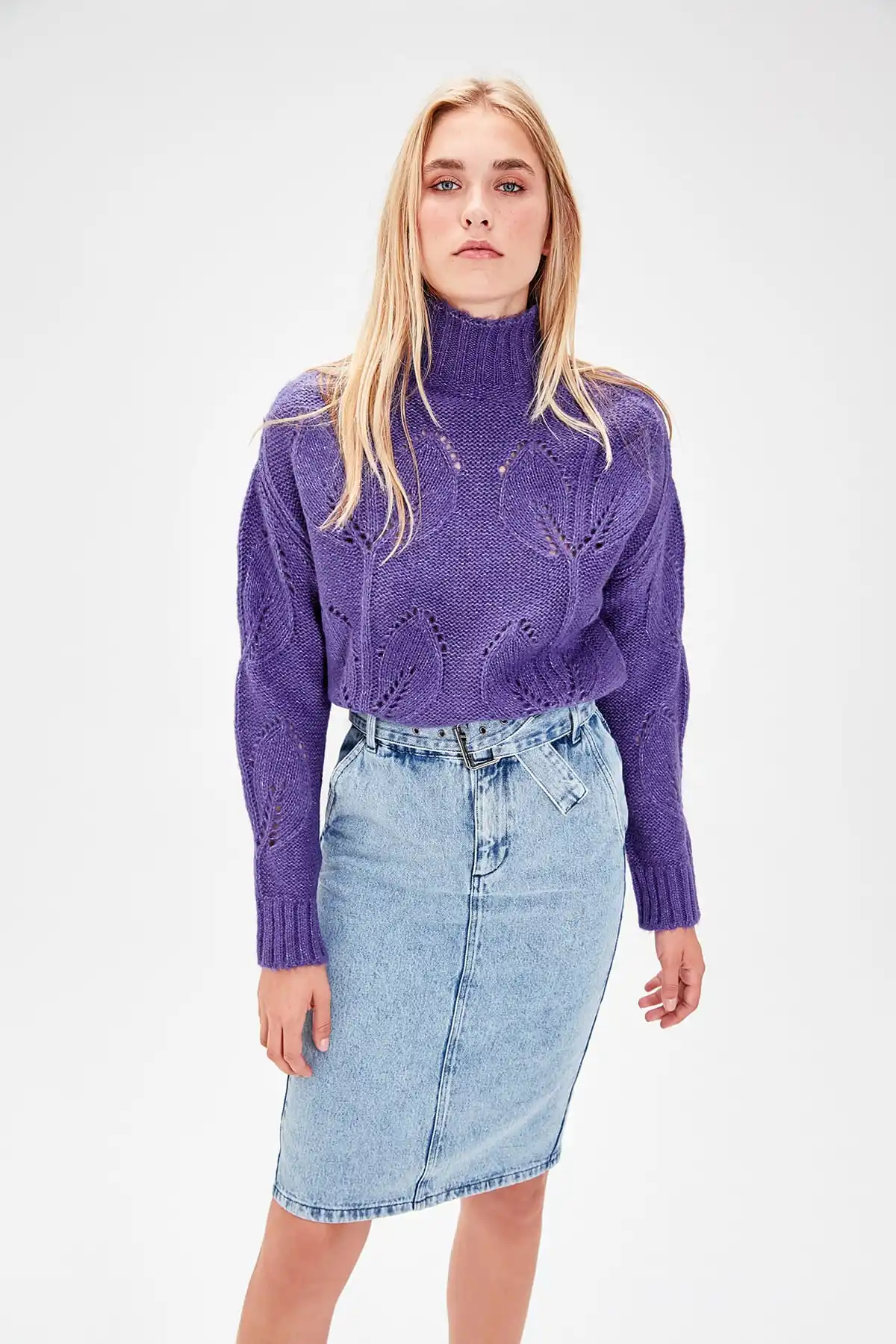 Trendyol фиолетовый сетчатый свитер TWOAW20JK0019| |