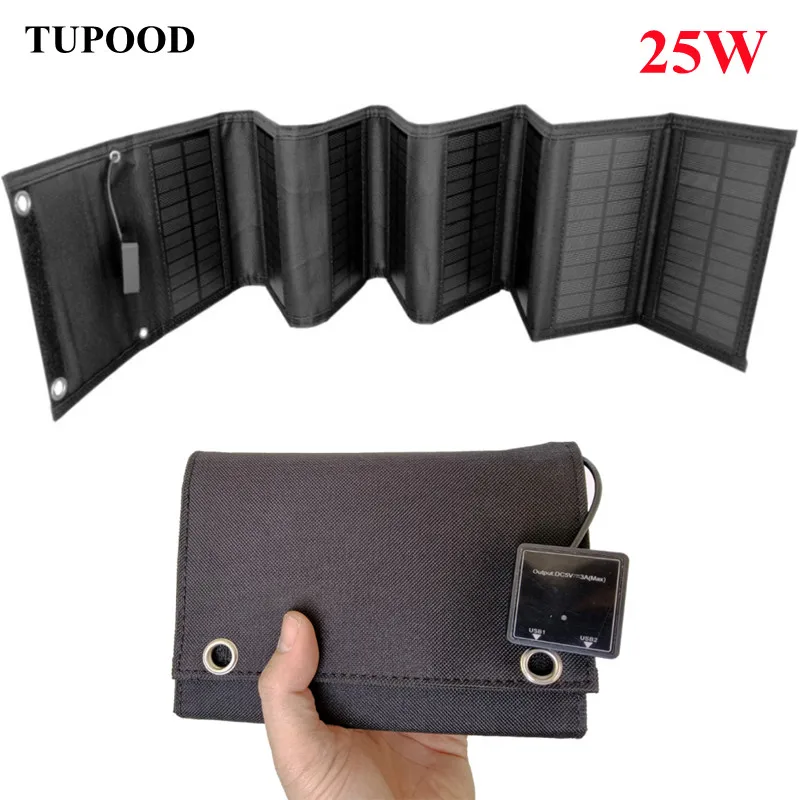 

25W Foldable Solar Panel Portable Charger 5V USB charging for Camping Portable Power Station Cell Phone tablet Power Bank