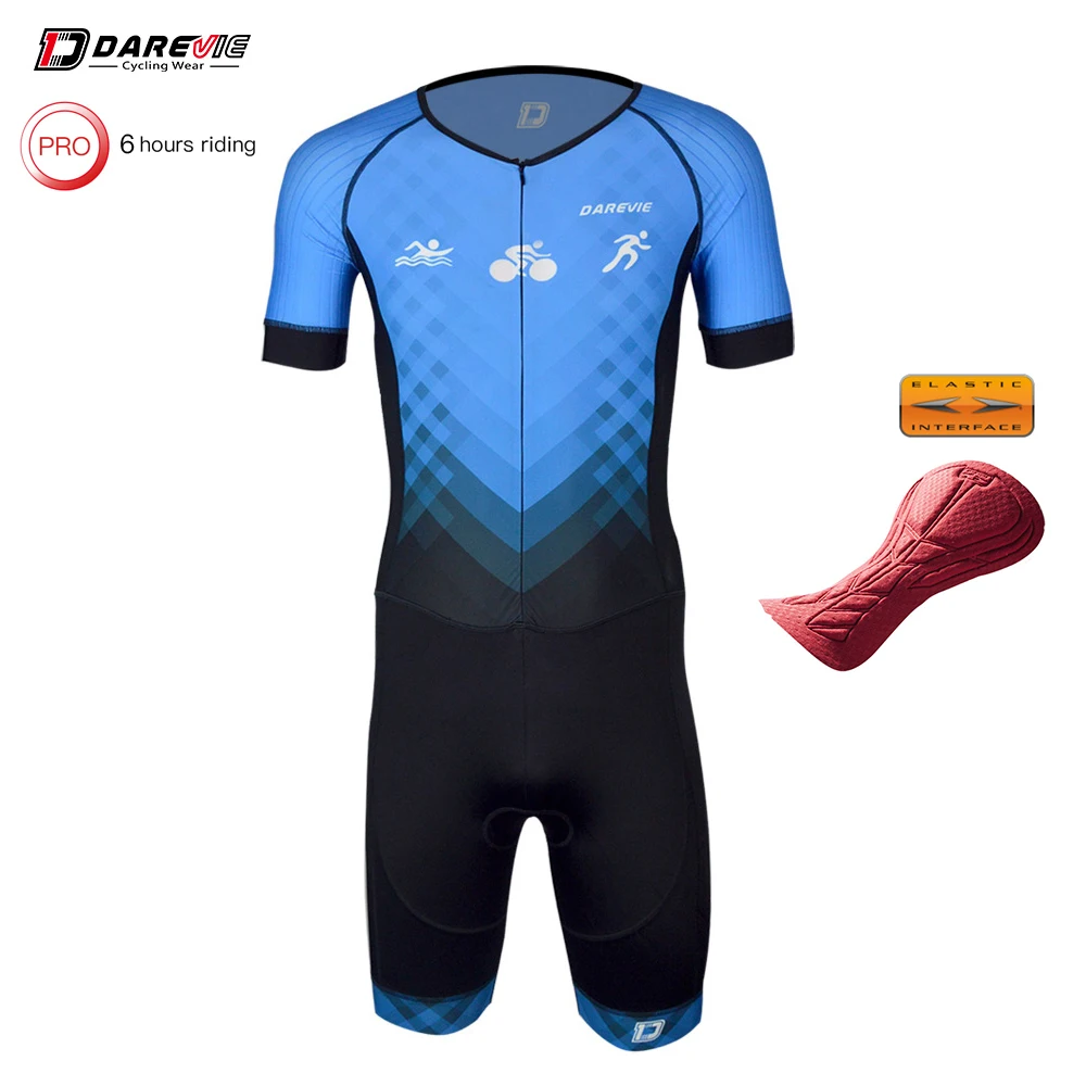 

DAREVIE Triathlon Suit Man Cycling Triathlon Skinsuit Pro ELASTIC INTERFACE Tri Italy Pad up to 6 Hours Riding Cycling Suit