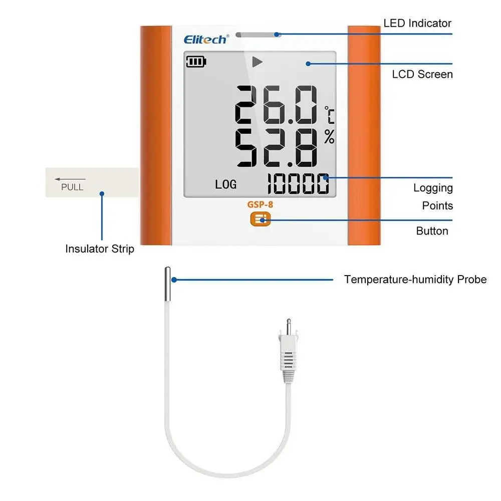 Устройство для регистрации данных о температуре и влажности 100000 точек |