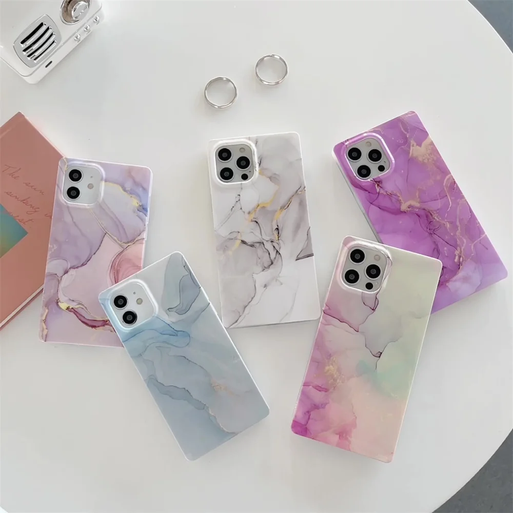 

Gradient Marble Square Phone Case For iPhone 12 11 13 Pro Max 12 13 Pro Shockproof Hard PC Bumper Back Cover For iPhone 13 Pro
