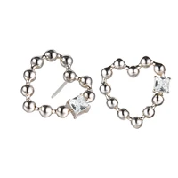 cubic zirconia 925 sterling silvercolor heart stud earrings white gold plated hypoallergenic earring pin for women girls