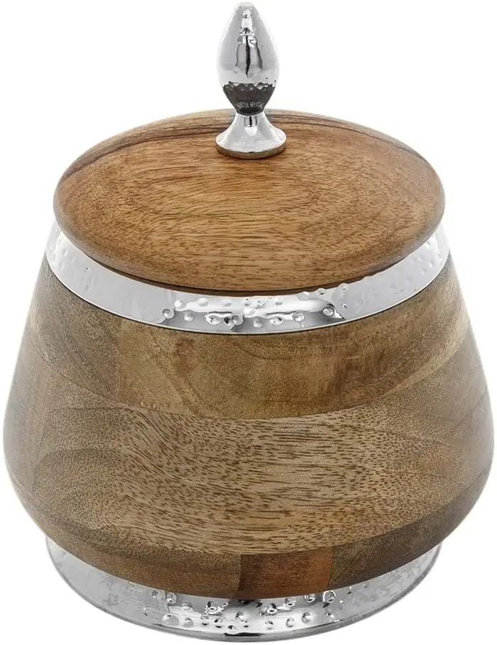 

Витале Diya деревянная ваза для цветов с декоративной крышкой Небольшой Размеры DİYA горчичного цвета древесины банку декора B