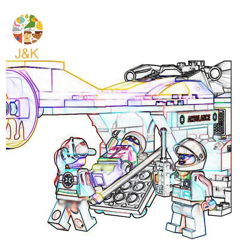 60179 208 шт городской серии спасательный вертолет скорой помощи Модель
