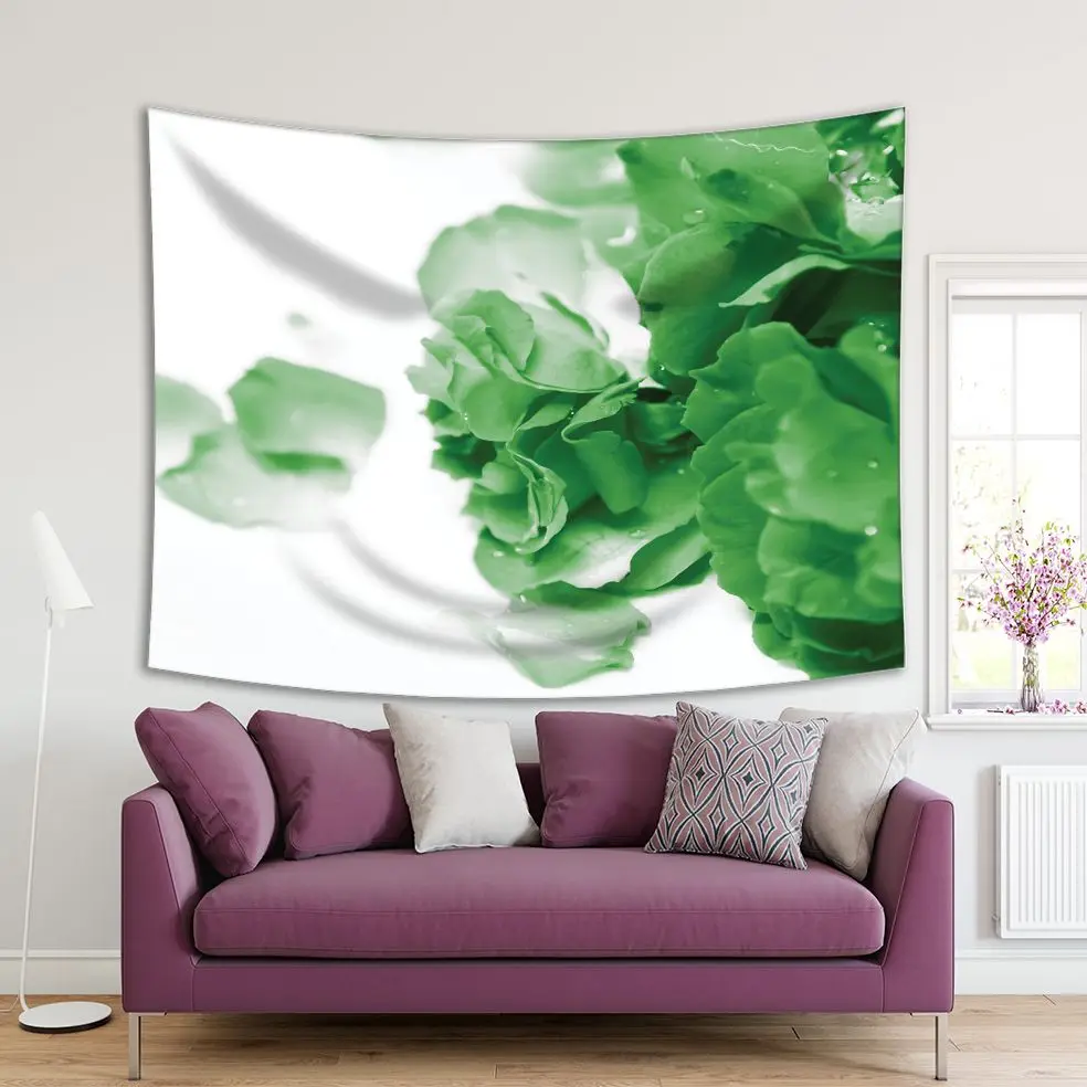 

Tapestry Roses and Petals in Water Natural Light and Shadow in Vintage Style Artwork Green White