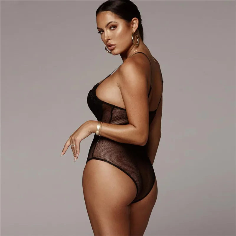 Женские сексуальные комбинезоны без рукавов прозрачный сетчатый кружевной