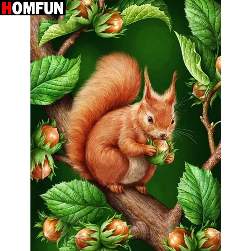 

HOMFUN Square/Round Drill 5D DIY Diamond Painting "Animal Squirrel" Embroidery Cross Stitch Full Rhinestone Decor