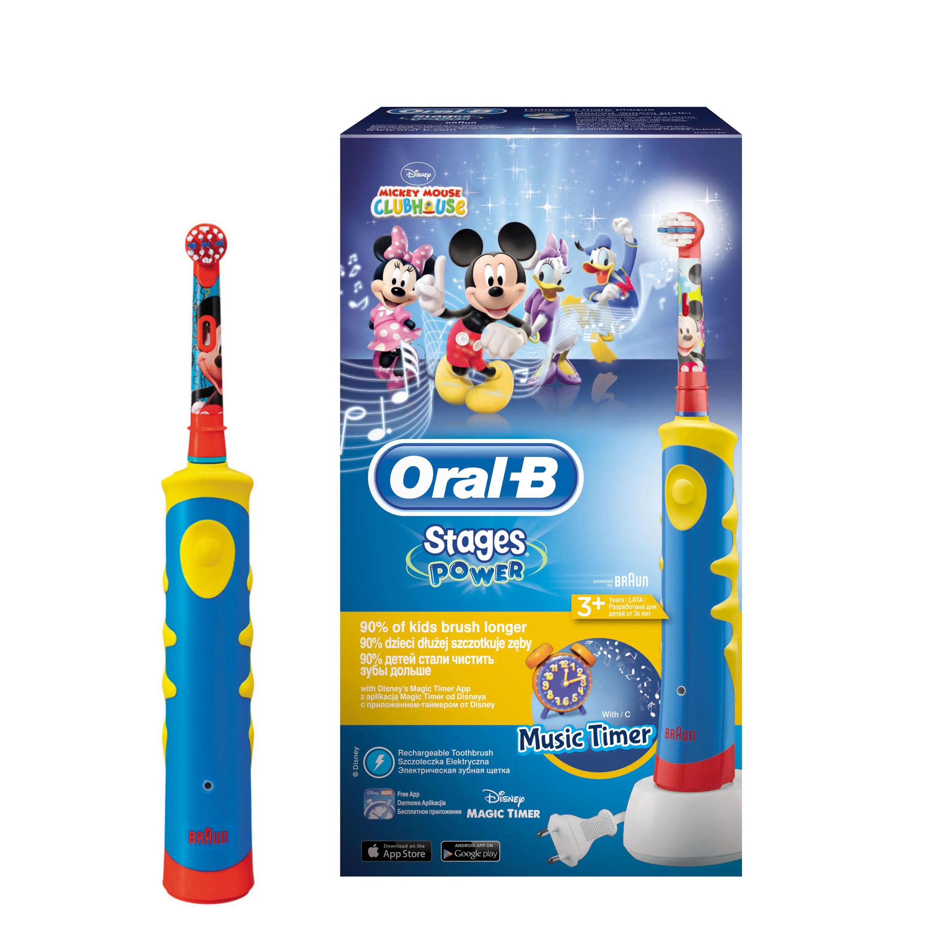 Детская электрическая зубная щетка Oral-B Stages Power Микки 3+ | Бытовая техника