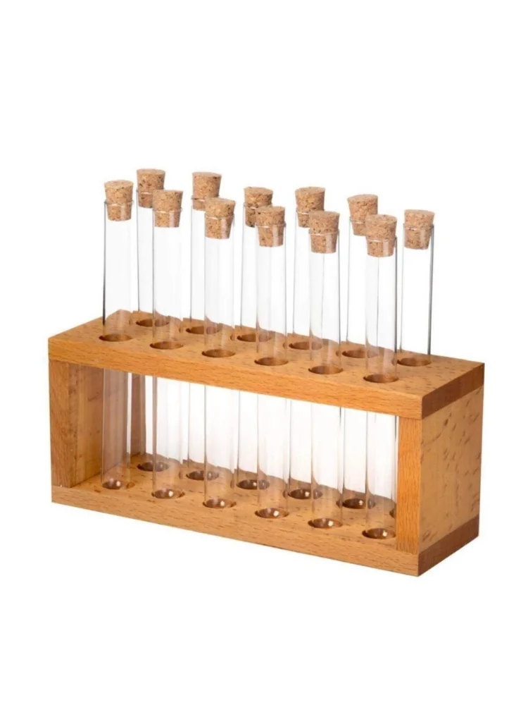 

Хранение Банки для специй Контейнер-органайзер Набор из 13 стеклянных банок для хранения Трубки с деревянной подставкой Держатель для сахар...