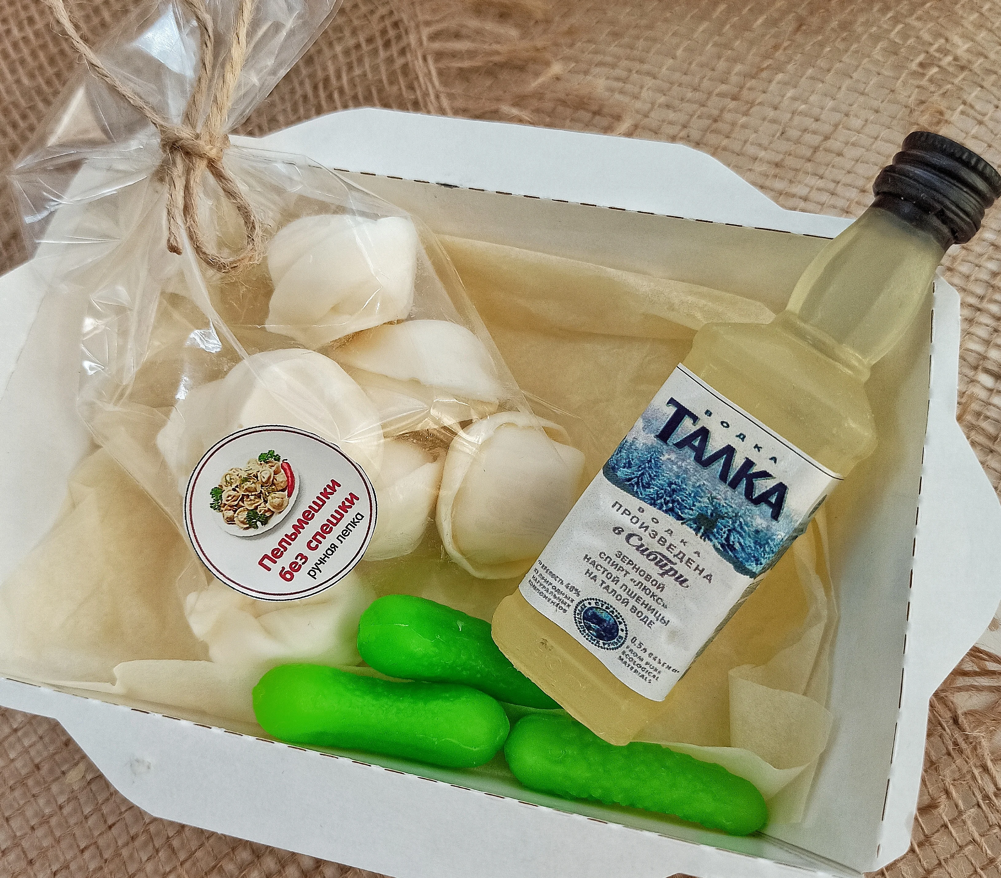 мыло ручной работы в форме пельменей и бутылочки / сувенирное прикольный подарок