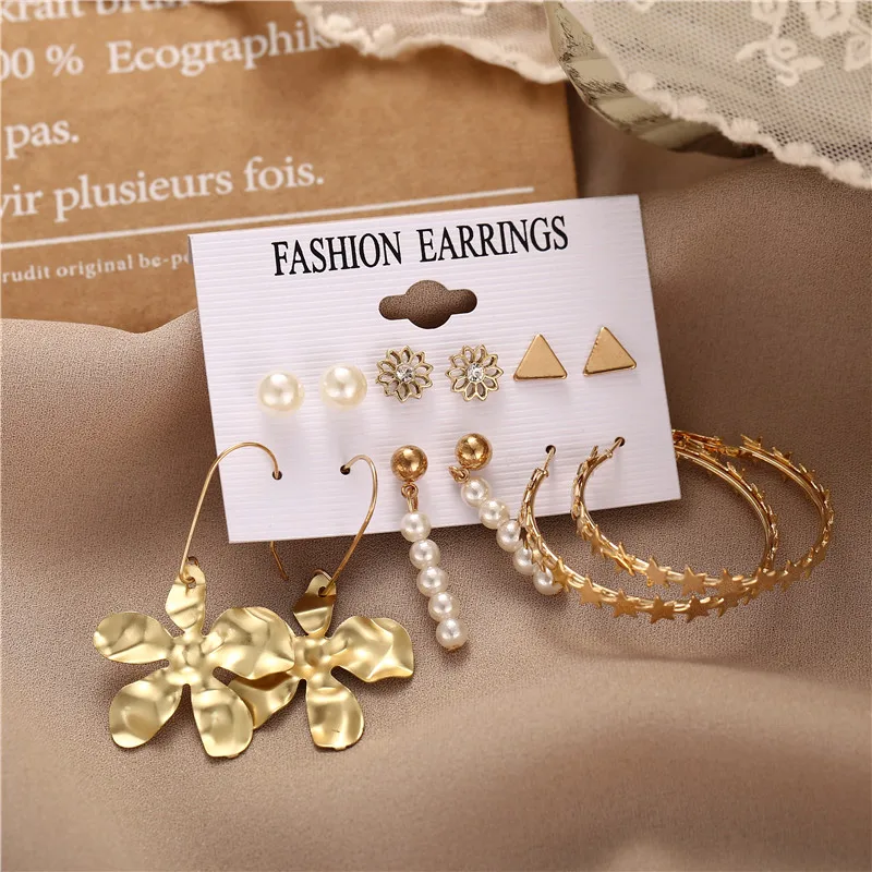 Набор женских акриловых серег-подвесок с бабочкой цветком сердцем кольцом