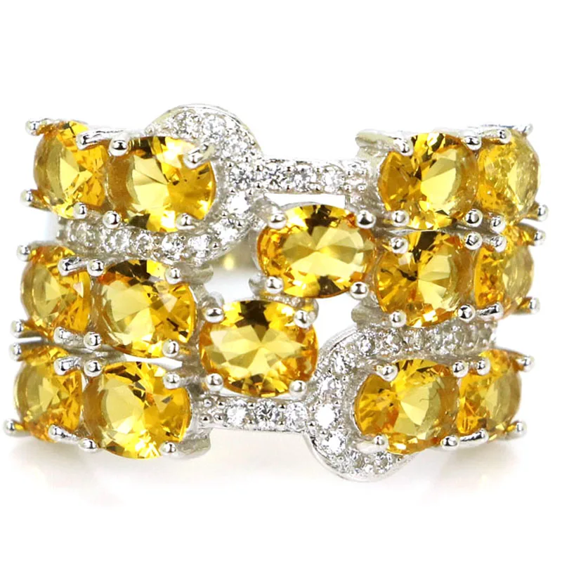 

23x15mm Jazaz 5.9g Golden Citrine Paris Blue Topaz Aquamarine CZ Women Real 925 Solid Sterling Silver Rings Fine Jewelry