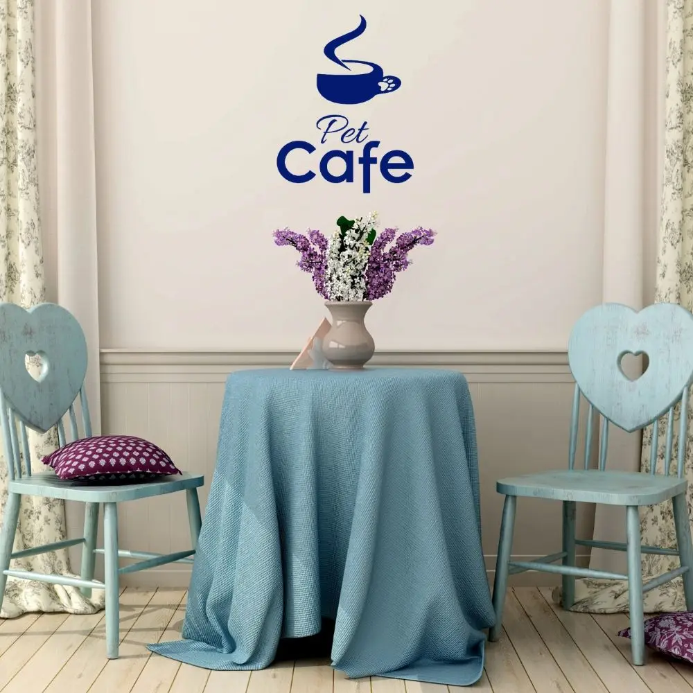 Ароматный кофе Pet кафе силуэт Наклейка на стену Виниловая наклейка для домашнего