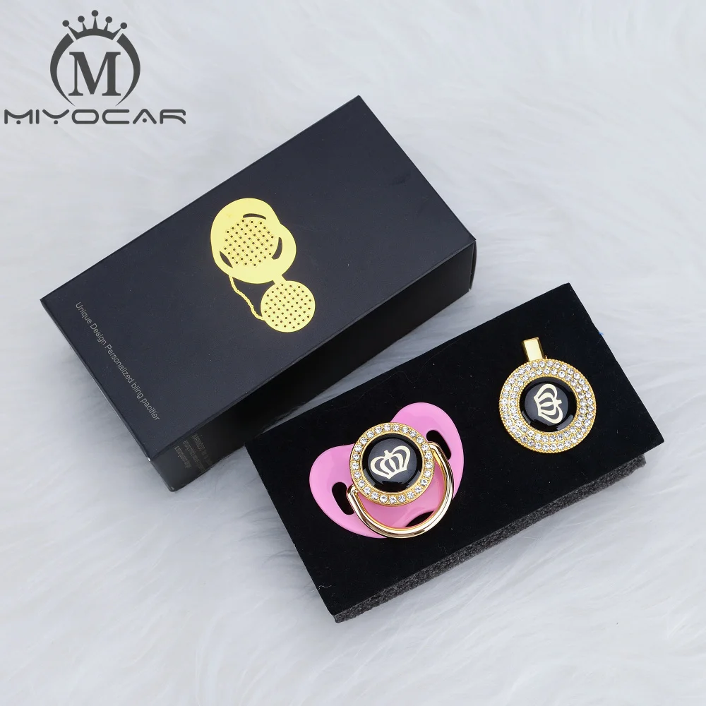 MIYOCAR, золотые, серебряные, блестящие стразы, корона, красивая, шикарная соска и соска, клипса, BPA бесплатно, пустышка, блестящая, уникальный дизайн, GCR2