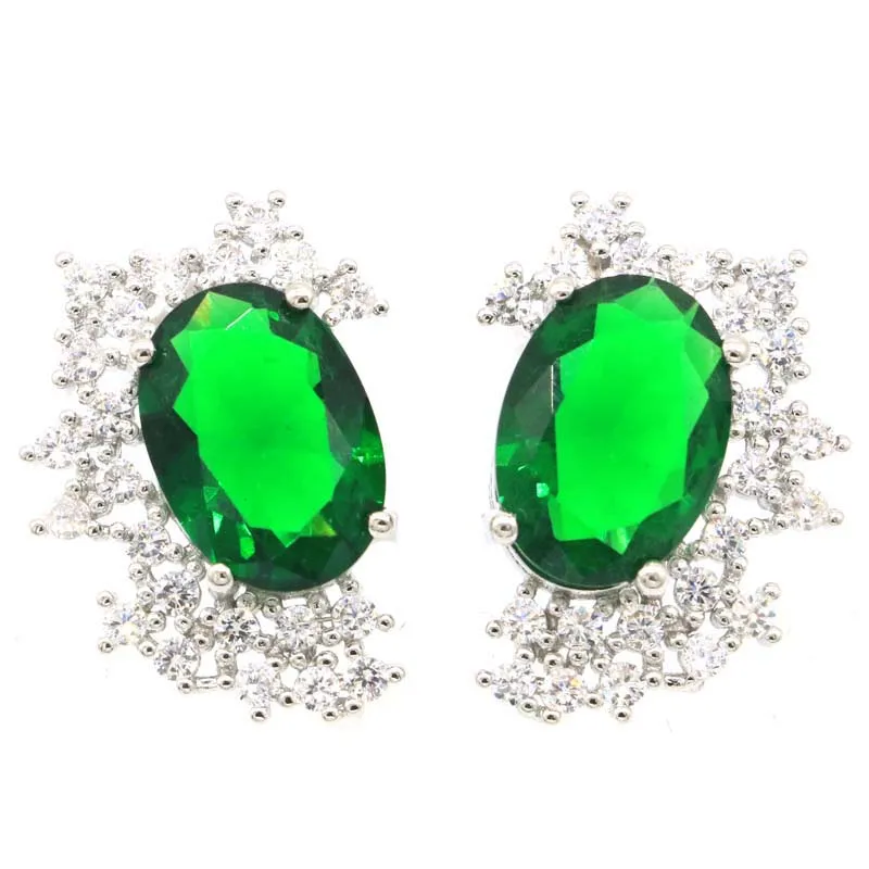 24x19 мм Новый себе серебряные серьги для женщин создан зеленый изумруд розовый