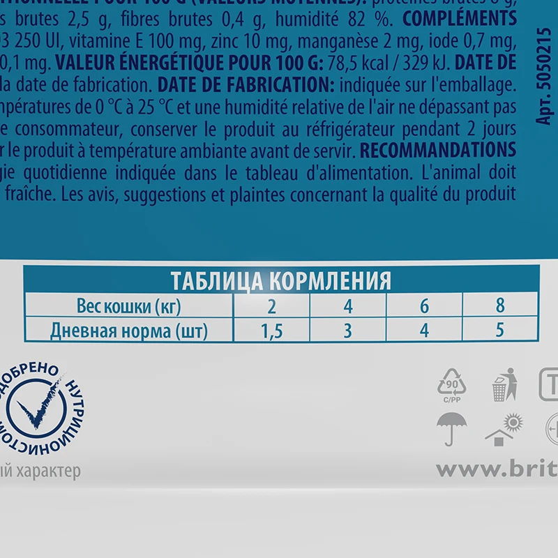 Брит Premium Пауч для взрослых стерилизованных кошек перепелка в желе 85г 14