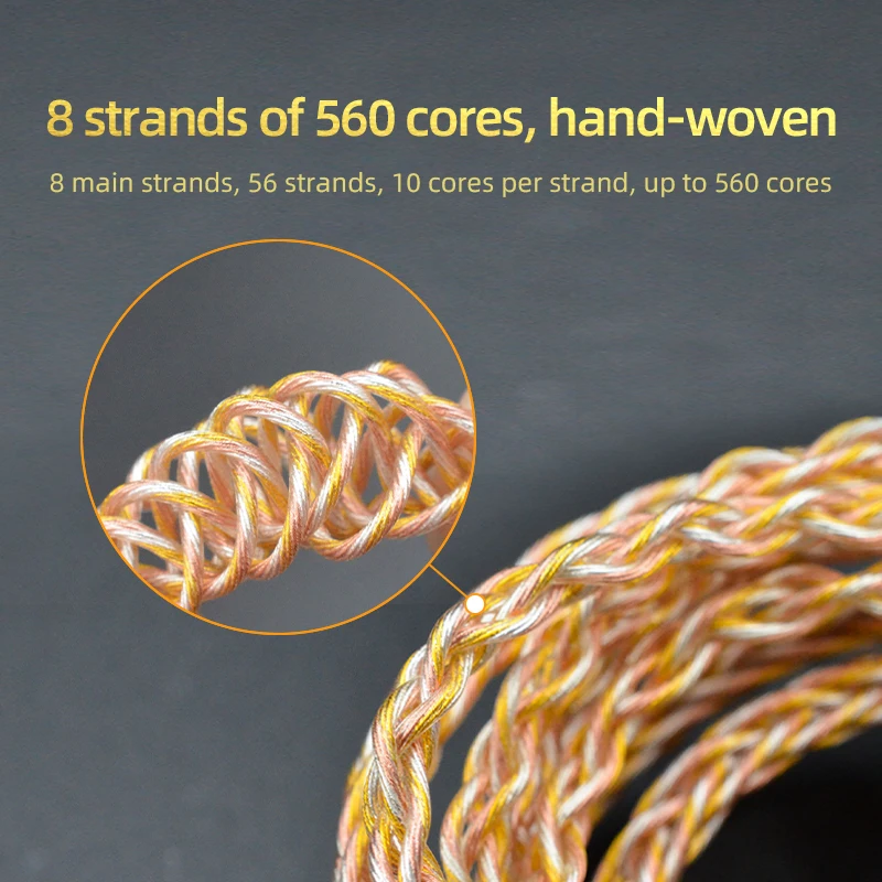 

KZ 8 Core Gold silver and copper cube mixed upgrade cable With Universal 3.5mm gold-plated straight plug Use For KZ ZSX/ZSN