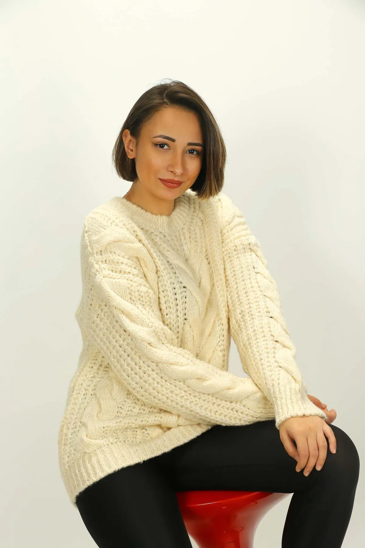 

Knitwear Sweater women clothing stylish elegant slim happy business woman working female student university different attractive