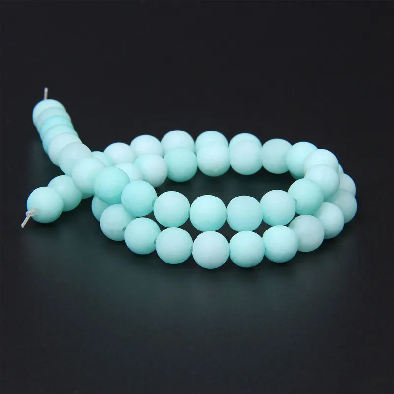 Blue Matte Amazonite Natural Stone Beads Dull Polish Frost Round Loose For Jewelry Making Strand 15&quot/Diy Bracelet | Украшения и