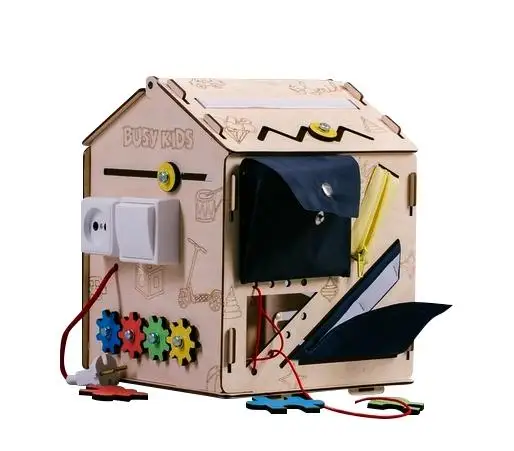 Бизидом для детей 25*25*30см экологичный дерево бизиборд|Монтессори| |