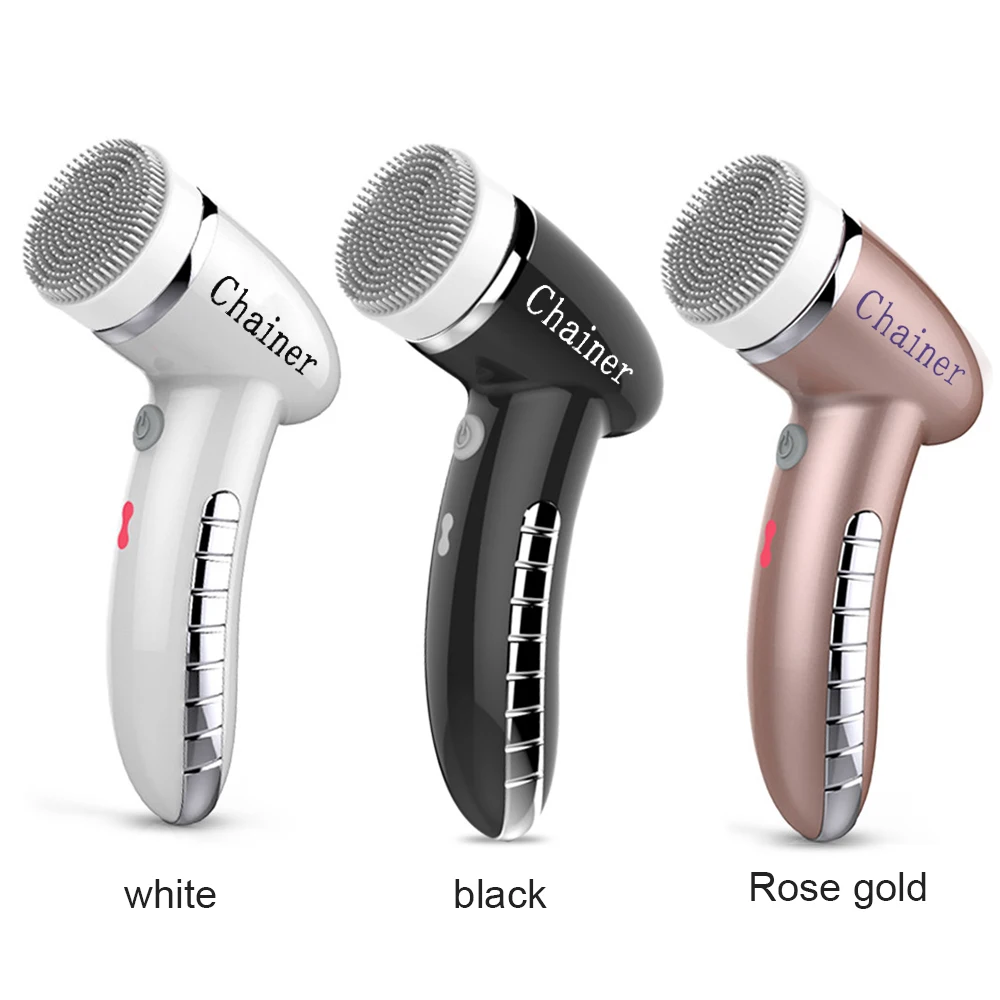 

New Facial Cleansing Brush Sonic Vibration Mini Face Cleaner Silicone Deep Pore Cleaning Electric Waterproof Massage with 4 Head