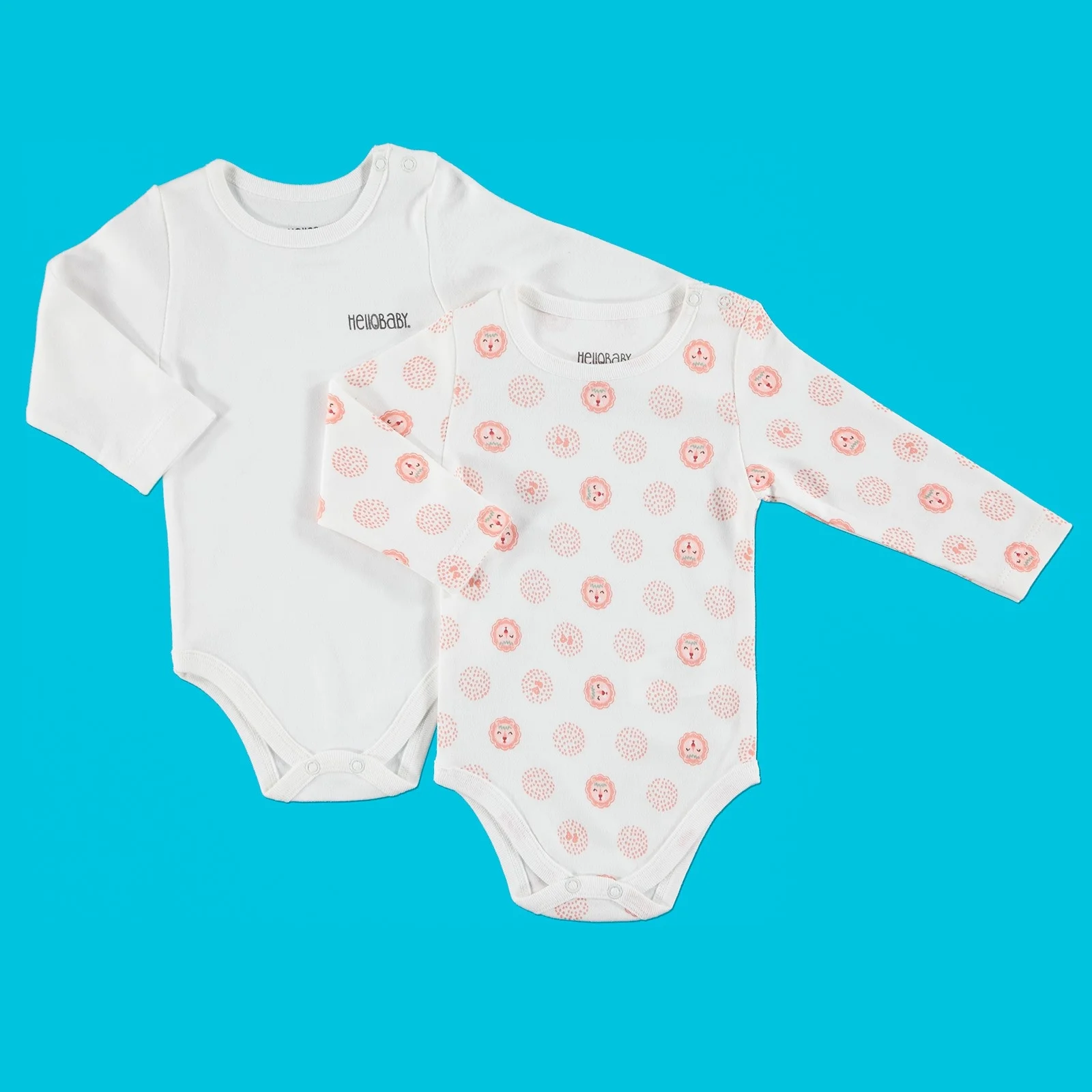 Боди с длинными рукавами ebebek HelloBaby принтом Блокировка 2 шт. |