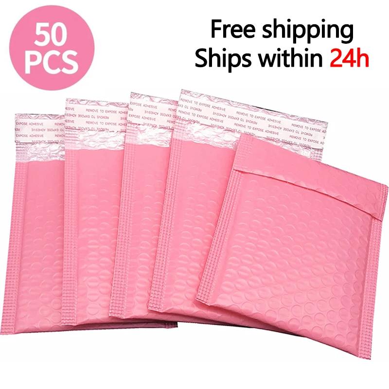 50PCS Pink Bubble Mailers Padded Envelopes Shipping Mailer Envelope Mailing 11*15+4CM Packaging Bags Self Seal Gift Bag