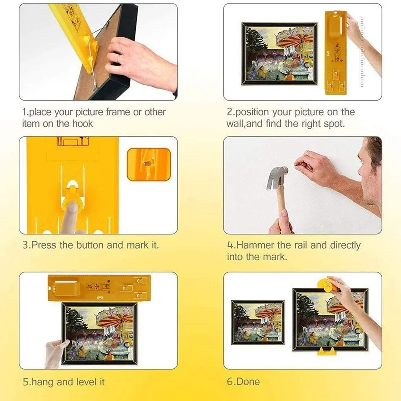 

Portable ABS Photo Frame Level Ruler Picture Frame Hanger Hooks Wall Hanging Level Instrument Hang Level Tools Drop Shippping