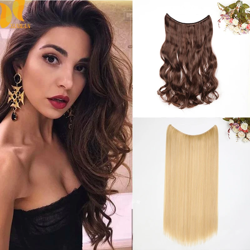 XINRAN Straight Fishline Wave Wig Hair Extensions Pure Color Extension High Temperature | Шиньоны и парики